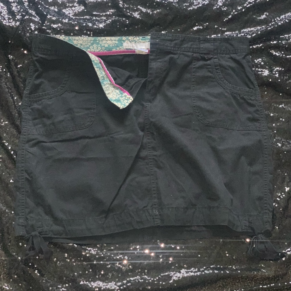 Black cotton short skirt